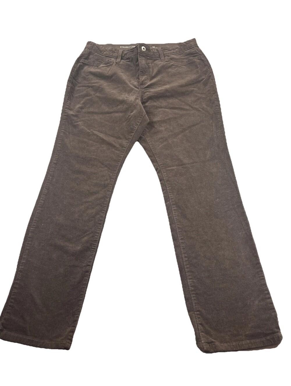 Ladies St John’s Bay Brown Corduroy Straight Leg Pants Size 14 Western
